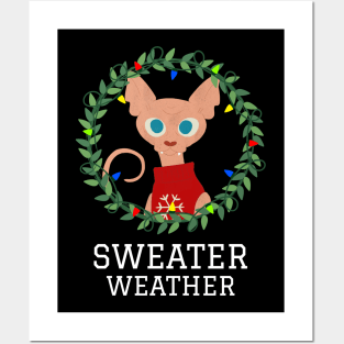 Sweater Weather Funny Cat Christmas Posters and Art